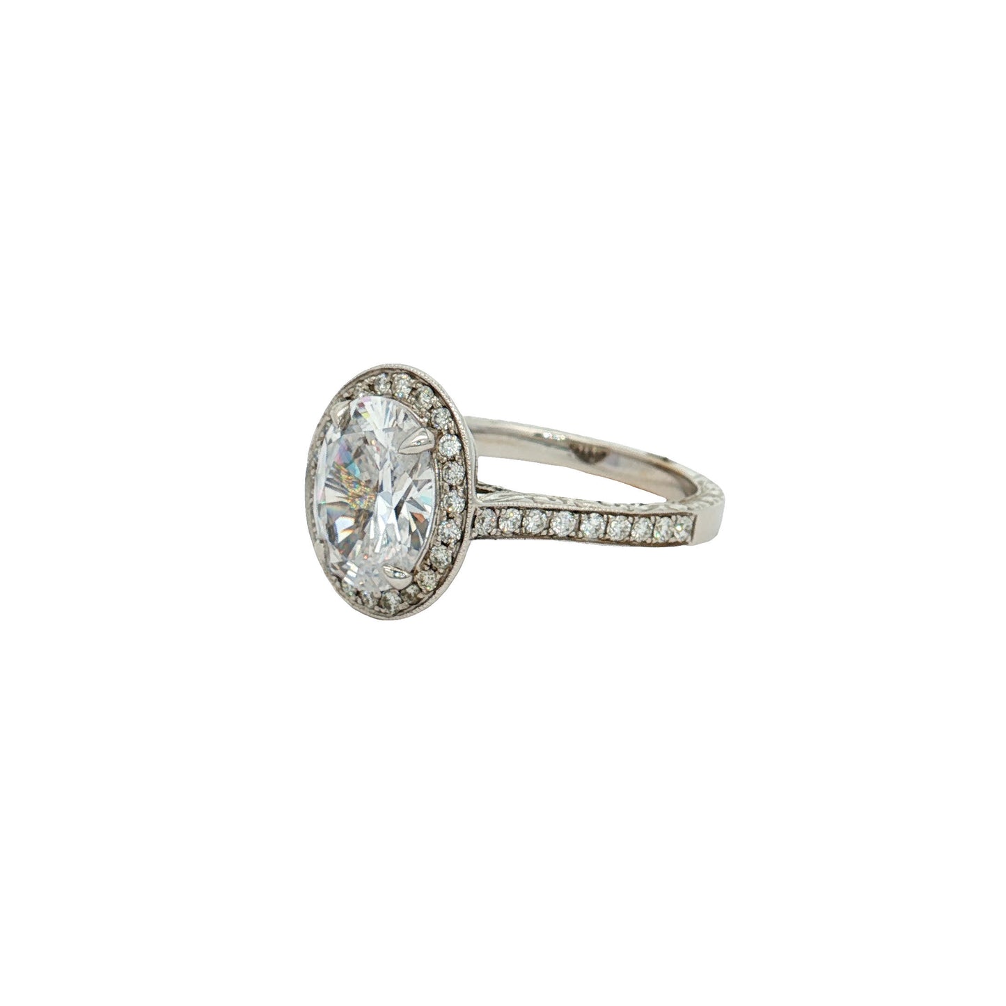Penny Preville Penelope 18K White Gold Oval Diamond Halo Engagement Ring Mounting