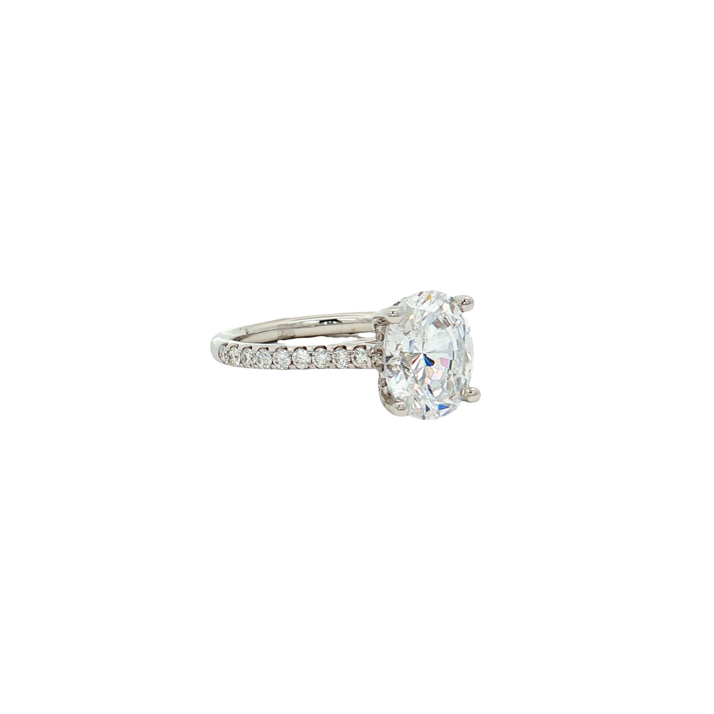 KJ5 18K White Gold 0.34ct Pave Oval Diamond Engagement Ring Mounting