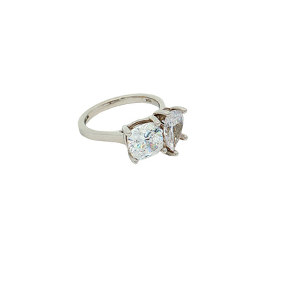 KJ5 18K White Gold Toi et Moi Pear and Cushion Cut Diamond Engagement Ring Mounting