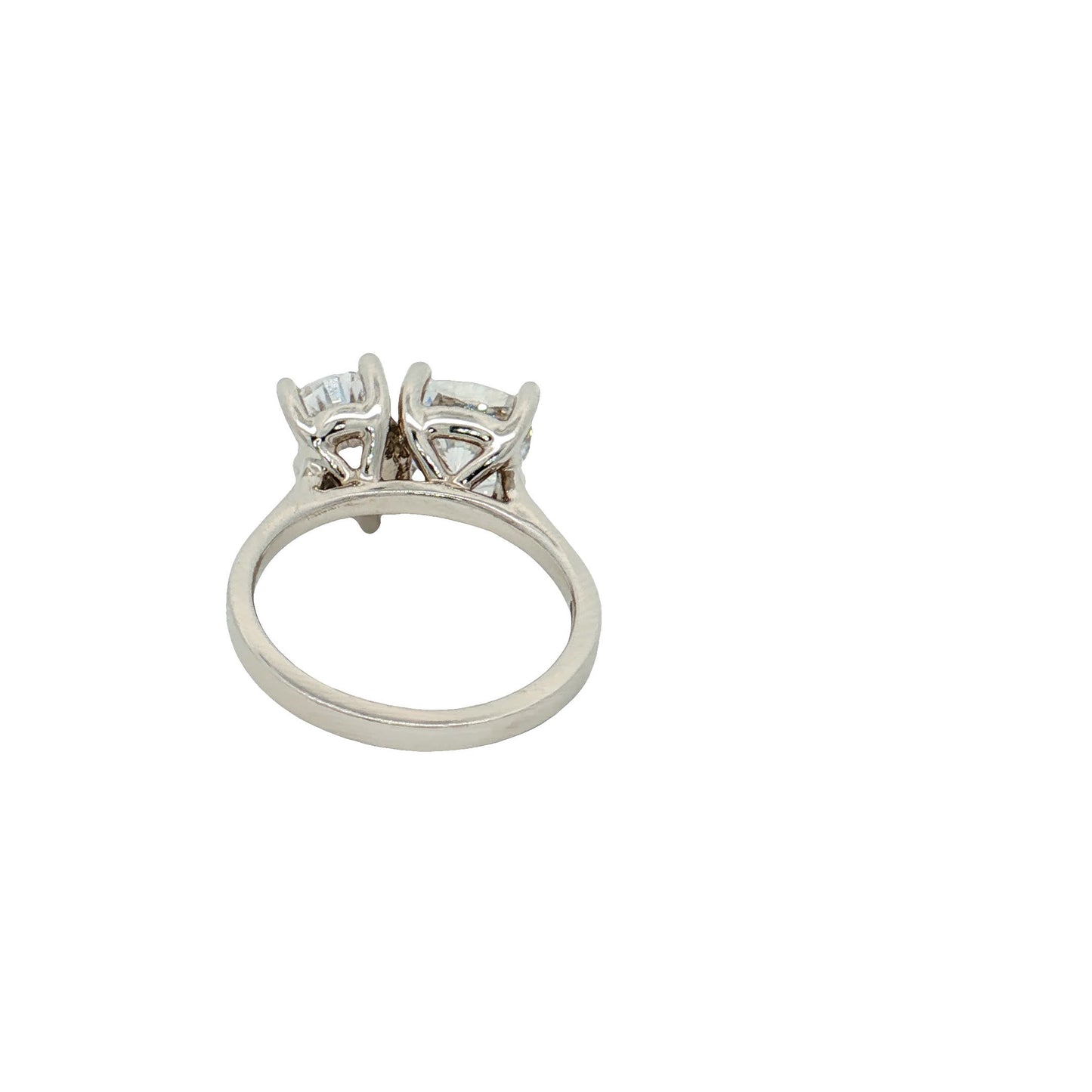 KJ5 18K White Gold Toi et Moi Pear and Cushion Cut Diamond Engagement Ring Mounting