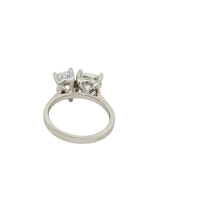 KJ5 18K White Gold Toi et Moi Pear and Cushion Cut Diamond Engagement Ring Mounting