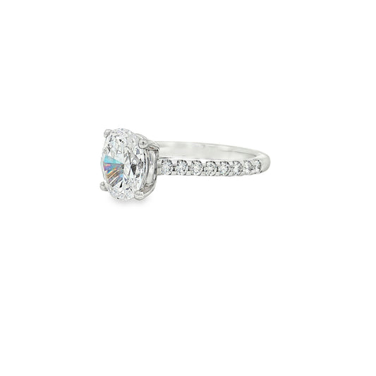 KJ5 Platinum 0.32ct Pavé Oval Diamond Engagement Ring Mounting