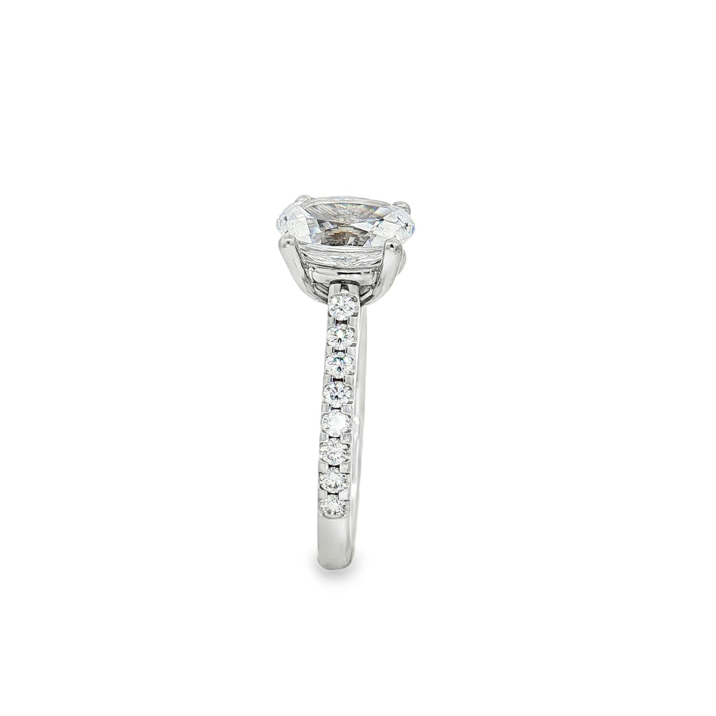 KJ5 Platinum 0.32ct Pavé Oval Diamond Engagement Ring Mounting