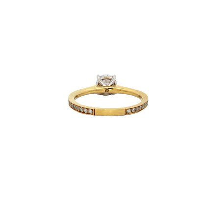 KJ5 18K Yellow Gold Half Pavé Round Diamond Engagement Ring Mounting