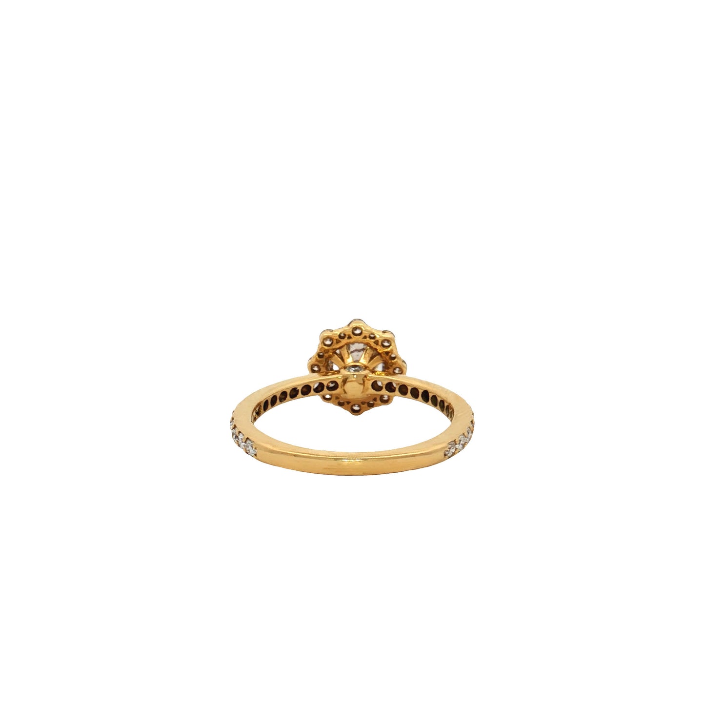 KJ5 18K Yellow Gold Round Diamond Halo 0.60ctw Engagement Ring Mounting