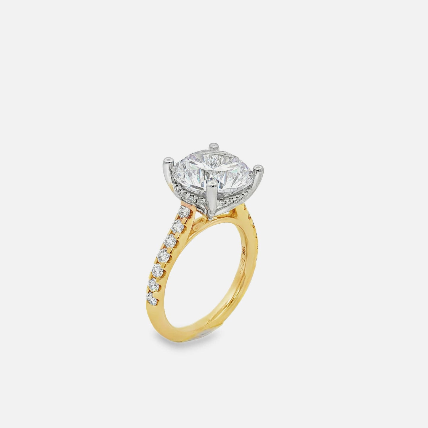 KJ5 18K Yellow Gold Pavé Round Diamond Engagement Ring Mounting