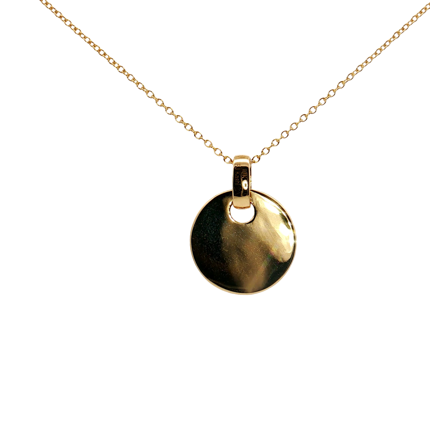 King Jewelers 14K Yellow Gold 0.85ct Black Diamond Disc Pendant