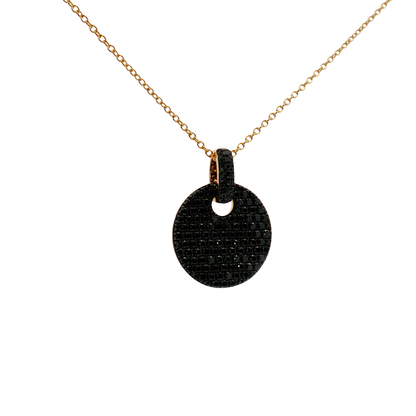 King Jewelers 14K Yellow Gold 0.85ct Black Diamond Disc Pendant