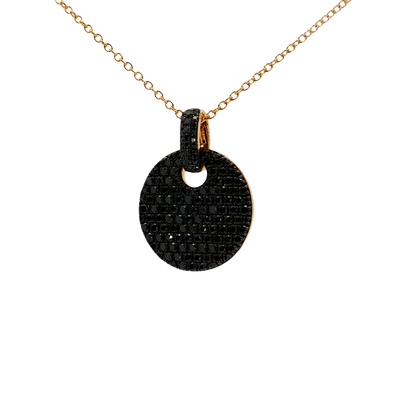 King Jewelers 14K Yellow Gold 0.85ct Black Diamond Disc Pendant