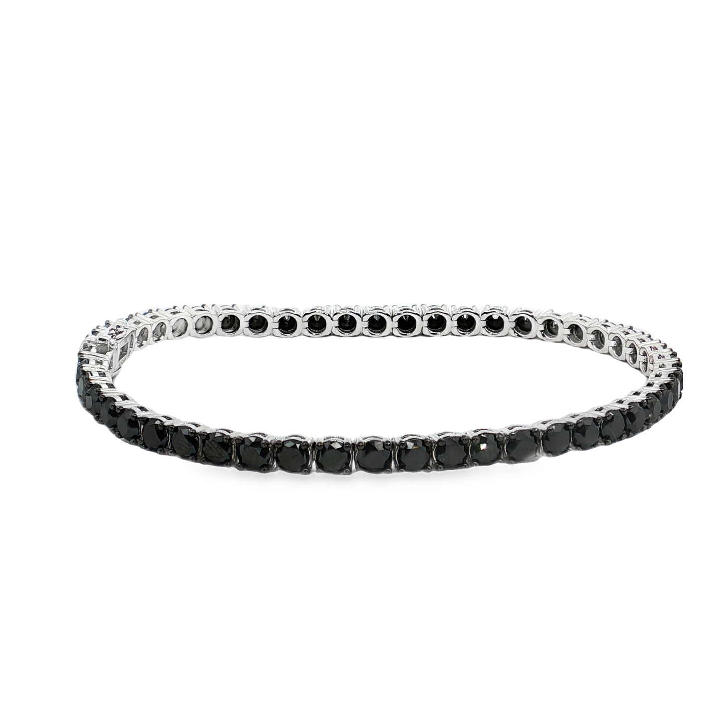 King Jewelers 12.38ct Black Diamond Tennis Bracelet 14K White Gold