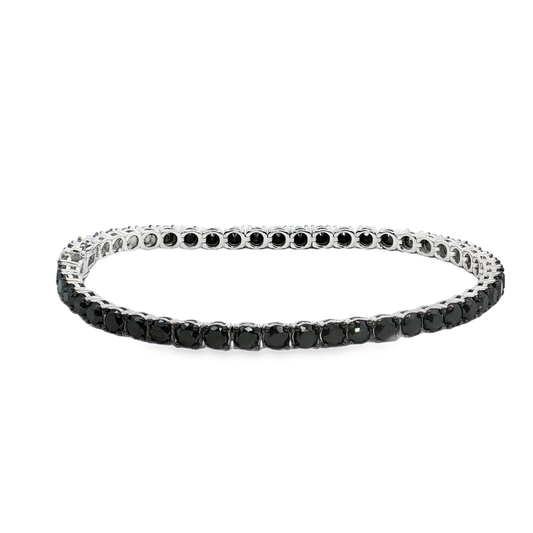 King Jewelers 12.38ct Black Diamond Tennis Bracelet 14K White Gold