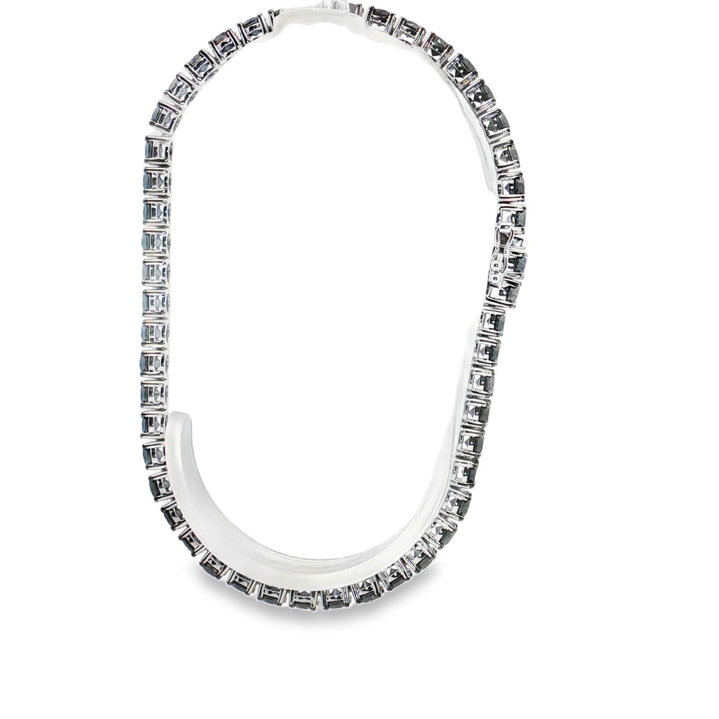 King Jewelers 12.38ct Black Diamond Tennis Bracelet 14K White Gold