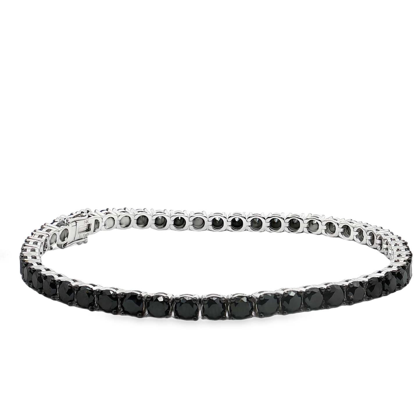 King Jewelers 12.38ct Black Diamond Tennis Bracelet 14K White Gold
