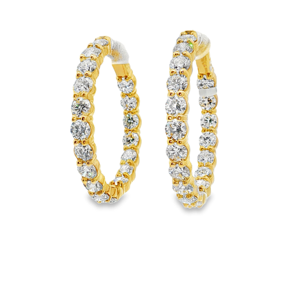 King Jewelers 14K Yellow Gold 7.15ct Diamond Hoop Earrings