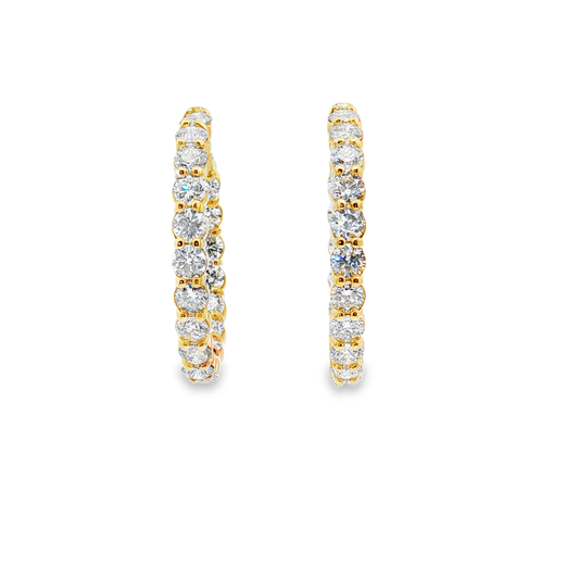 King Jewelers 14K Yellow Gold 7.15ct Diamond Hoop Earrings