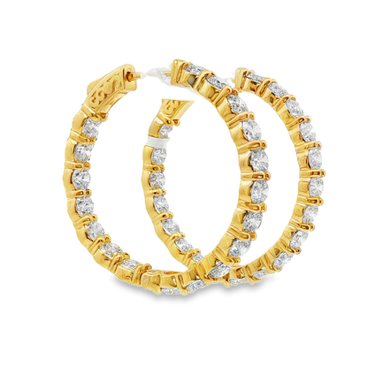 King Jewelers 14K Yellow Gold 7.15ct Diamond Hoop Earrings