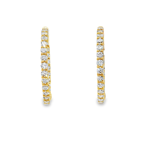 King Jewelers 14K Yellow Gold 1.40ct Diamond Hoop Earrings