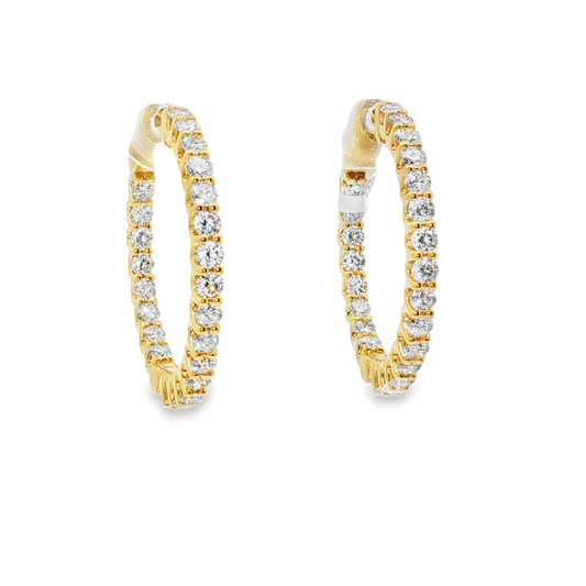 King Jewelers 14K Yellow Gold 1.40ct Diamond Hoop Earrings