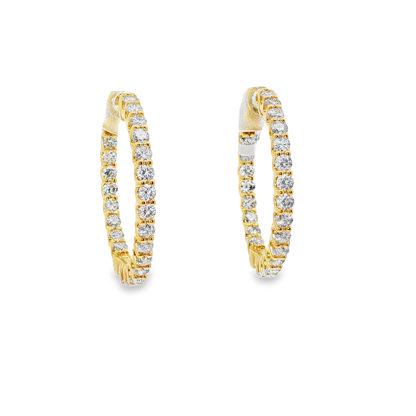 King Jewelers 14K Yellow Gold 1.40ct Diamond Hoop Earrings