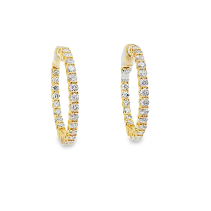 King Jewelers 14K Yellow Gold 1.40ct Diamond Hoop Earrings