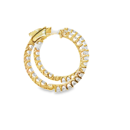 King Jewelers 14K Yellow Gold 1.40ct Diamond Hoop Earrings