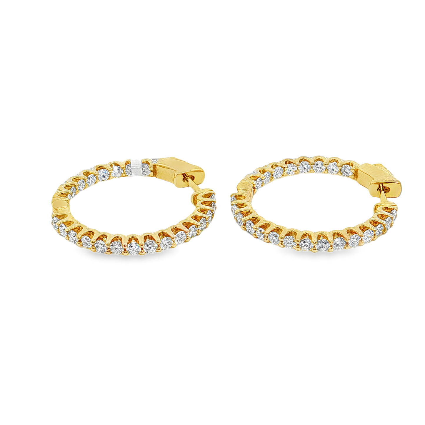 King Jewelers 14K Yellow Gold 1.40ct Diamond Hoop Earrings