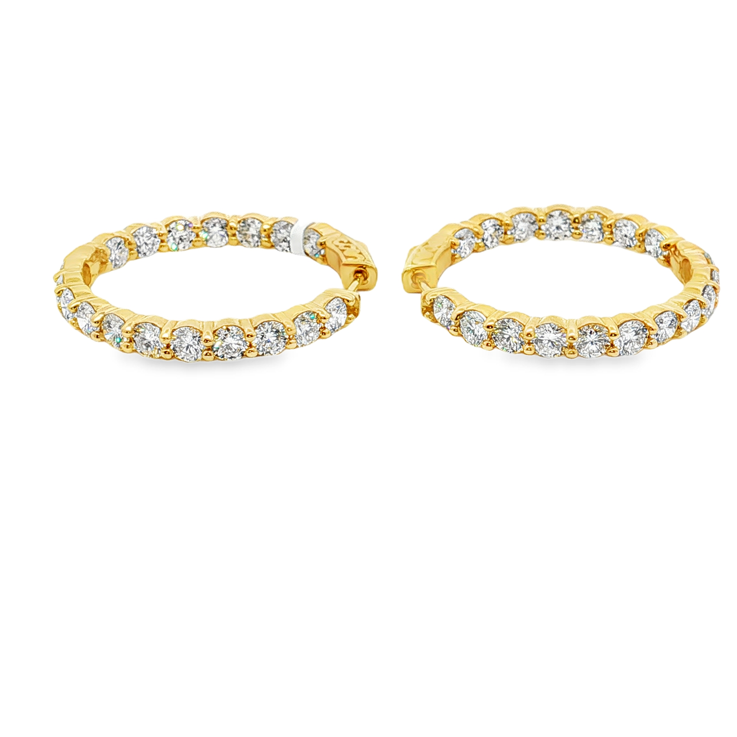 King Jewelers 14K Yellow Gold 7.15ct Diamond Hoop Earrings