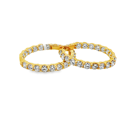 King Jewelers 14K Yellow Gold 7.15ct Diamond Hoop Earrings