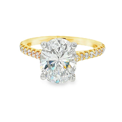 KJ5 18K Yellow Gold Oval 0.34ct Pave Diamond Engagement Ring Mounting