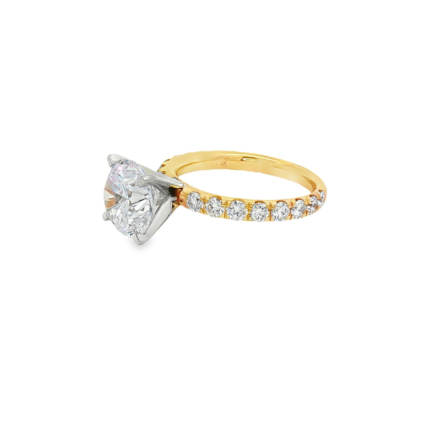 KJ5 14K Yellow Gold Pavé Round Diamond Engagement Ring Mounting