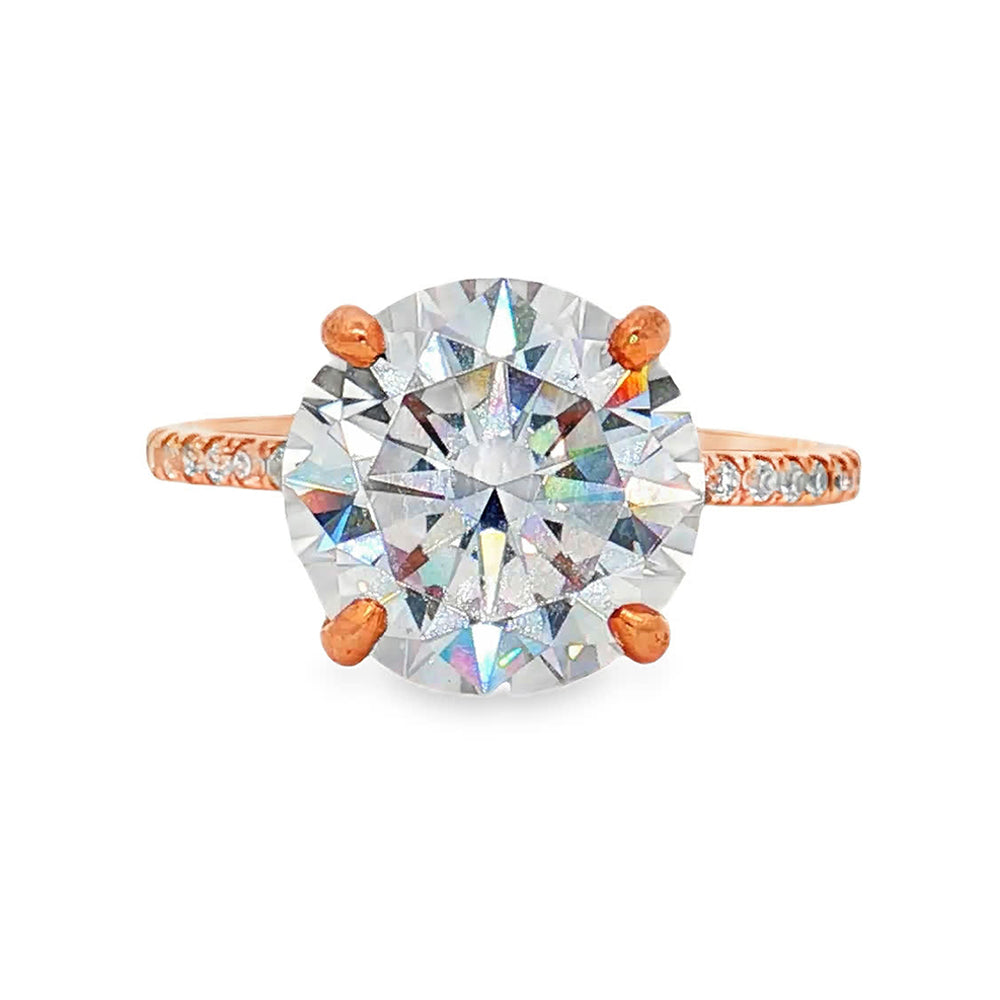 KJ5 18K Rose Gold Hidden Halo Round Diamond Halo Engagement Ring Mounting