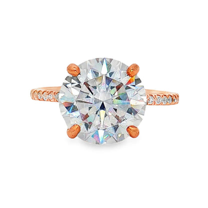 KJ5 18K Rose Gold Hidden Halo Round Diamond Halo Engagement Ring Mounting