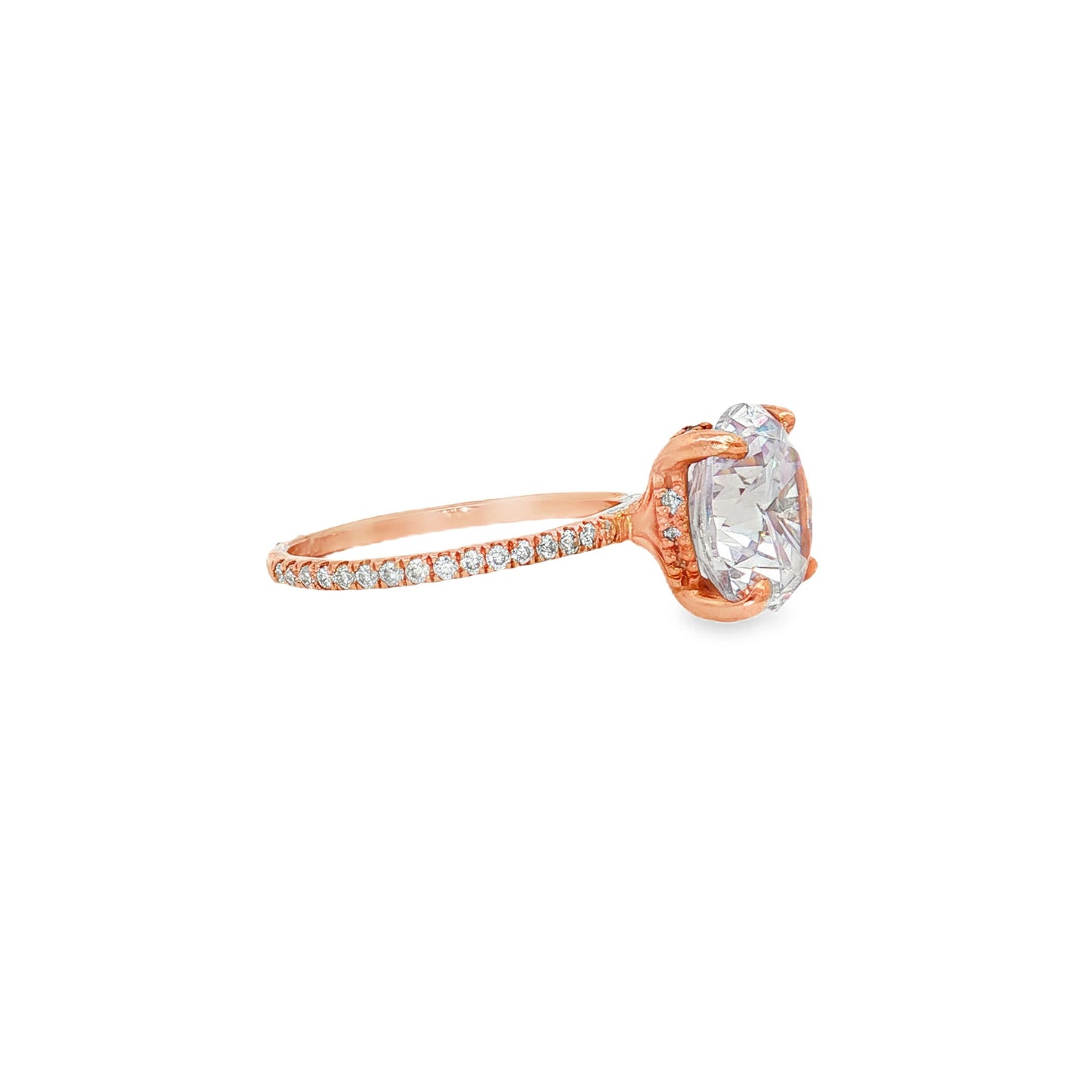 KJ5 18K Rose Gold Hidden Halo Round Diamond Halo Engagement Ring Mounting