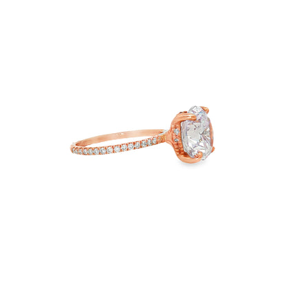 KJ5 18K Rose Gold Hidden Halo Round Diamond Halo Engagement Ring Mounting