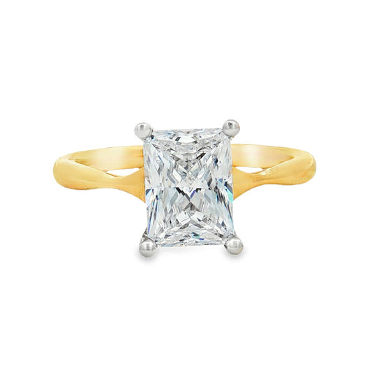 KJ5 14K Yellow Gold East-West 0.07ct Radiant Cut Diamond Solitaire Engagement Ring Mounting