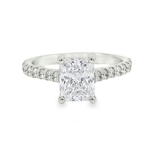 KJ5 Platinum Pavé Radiant Cut Diamond 0.32ct Engagement Ring Mounting