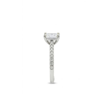 KJ5 Platinum Pavé Radiant Cut Diamond 0.32ct Engagement Ring Mounting