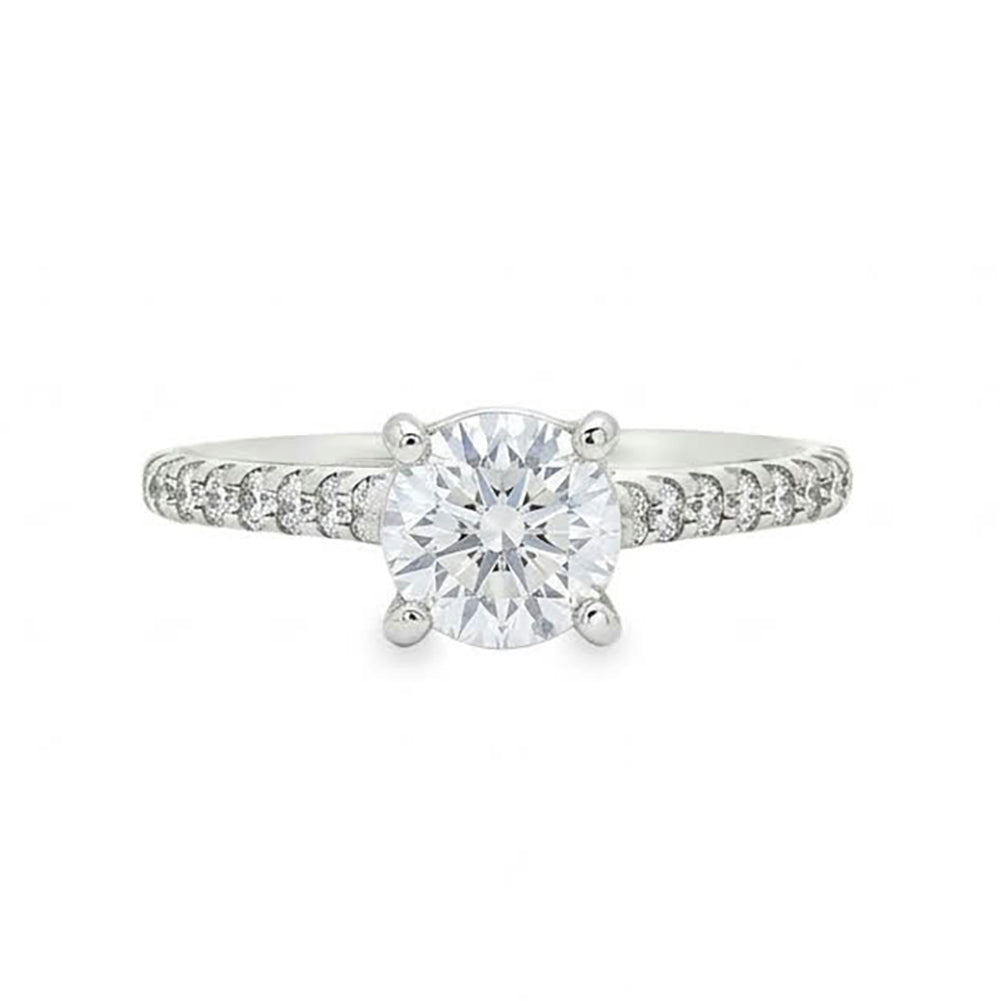 KJ5 18K White Gold Pavé Round Diamond 0.27ctw Engagement Ring Mounting