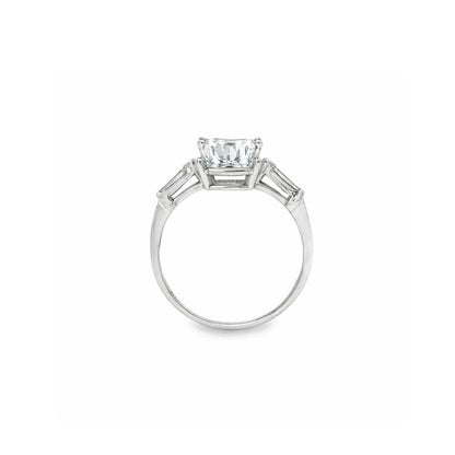 KJ5 14K White Gold Emerald Cut Diamond Three Stone Engagement Ring Mounting