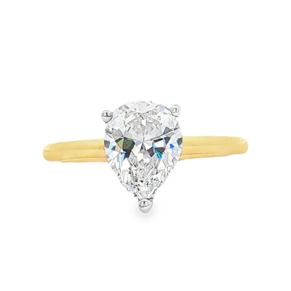 KJ5 14K Yellow Gold Pear Diamond Solitaire Engagement Ring Mounting