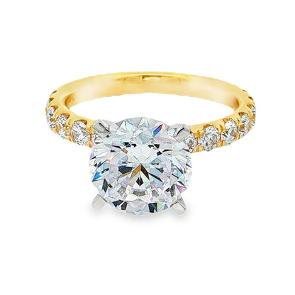 KJ5 14K Yellow Gold Pavé Round Diamond Engagement Ring Mounting