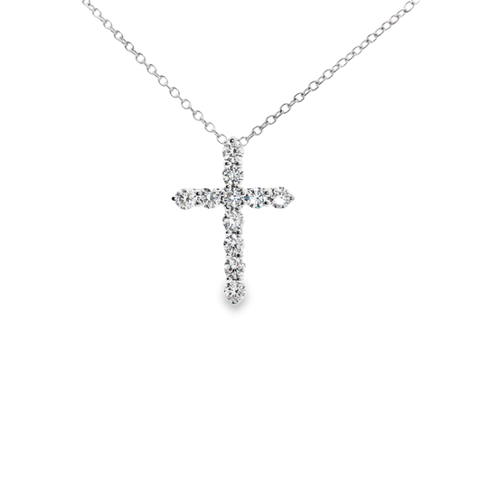 King Jewelers 14K White Gold 0.49ct Diamond Cross Pendant