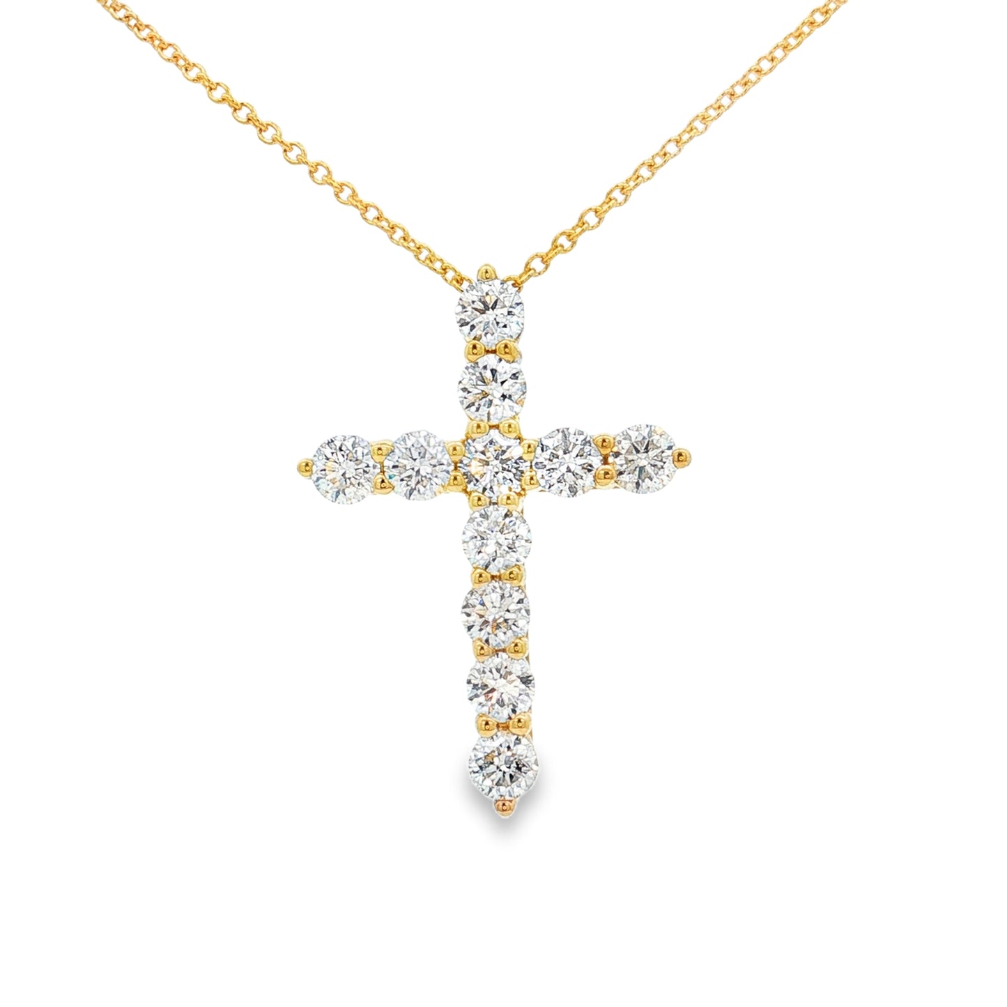 King Jewelers 14K Yellow Gold 1.75ct Diamond Cross Pendant