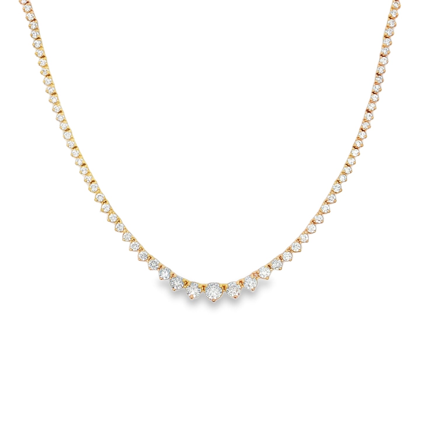 King Jewelers Riviera 5.68ct Diamond Tennis Necklace 14K Yellow Gold