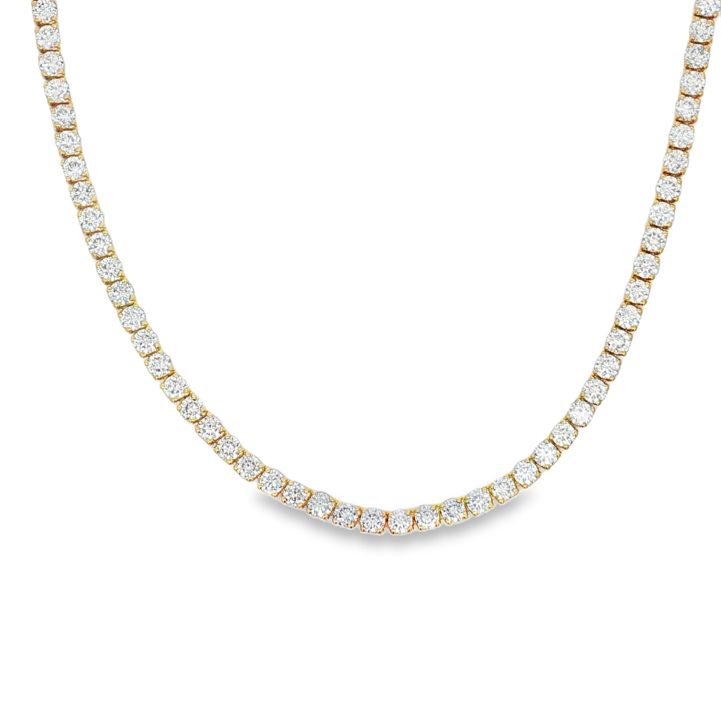 King Jewelers 14K Yellow Gold 20.40ct Diamond Tennis Necklace