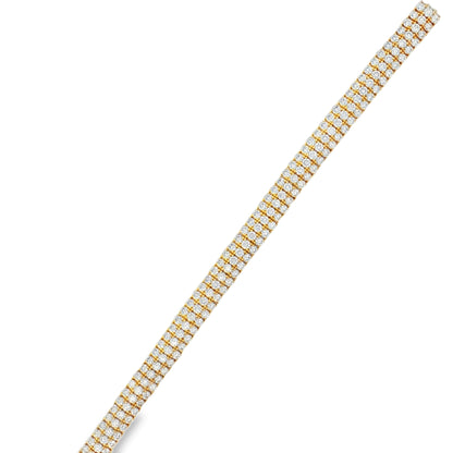 King Jewelers 14K Yellow Gold 3-Row 8.36ct Diamond Bracelet