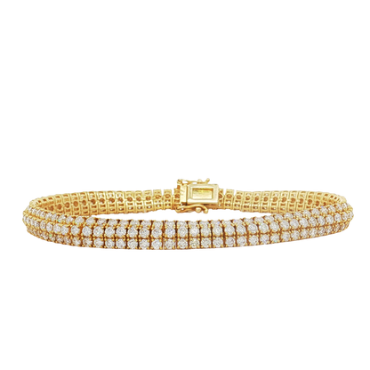 King Jewelers 14K Yellow Gold 3-Row 8.36ct Diamond Bracelet