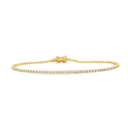 King Jewelers 14K Yellow Gold 1.09ct Diamond Tennis Bracelet