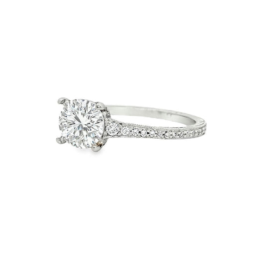 KJ5 Platinum Pavé Round Diamond 0.35ct Engagement Ring Mounting