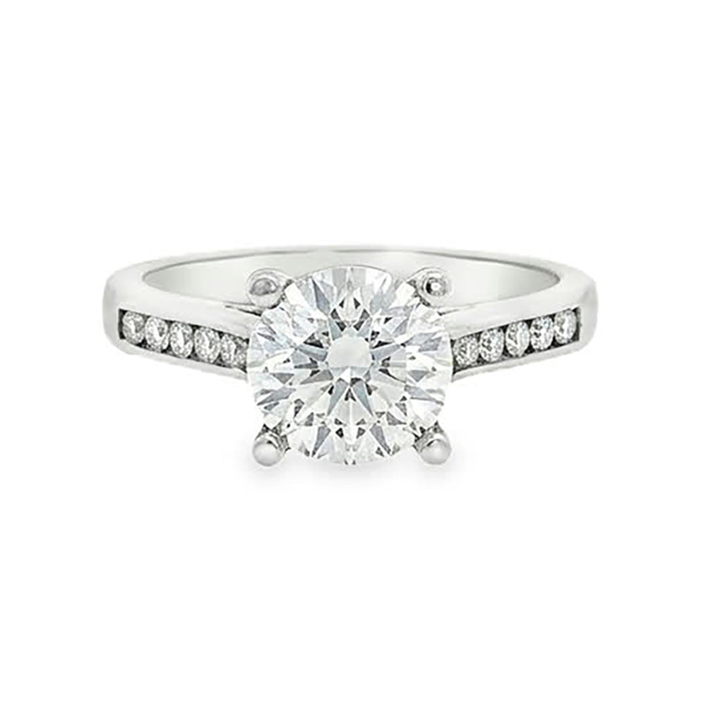 KJ5 Platinum Half Channel Set Round Diamond Engagement Ring Mounting